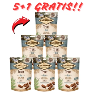 Carnilove Semi-Moist Snack pstruh a kopr 200g 5+1 ZDARMA!!
