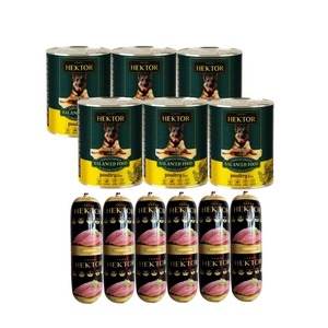 Hektor 6x1240g Drůbež + drůbeží tyčinka pro psy 6x900g