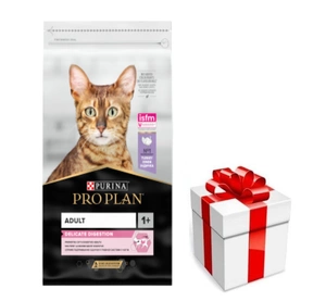 PRO PLAN Delicate Digestion Krmivo pro kočky bohaté na krůtí maso 10 kg + dárek pro kočku ZDARMA