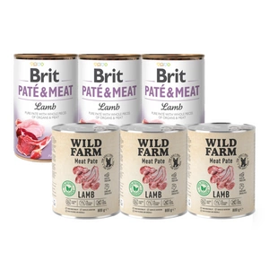 BRIT PATE & MEAT LAMB 3x800g + WILD FARM Pate Lamb 3x800g bezlepkové