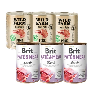 BRIT PATE &amp; MEAT LAMB 3x800g + WILD FARM Pate Pork 3x800g