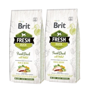 Brit Fresh Kachna a proso Adult Run &amp; Work 2x12kg