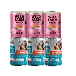 Frendi kousky v jemné omáčce s lososem 3x400g + WILD FARM Pate Salmon 3x400g