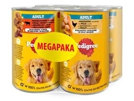 PEDIGREE Adult PUSZKA 4X400G – mokré krmivo pro psy v želé (2x S KUŘETEM, 2x S HOVĚZÍM)