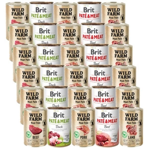 BRIT PATE & MEAT + WILD FARM Pate Mix příchutí 30x400g