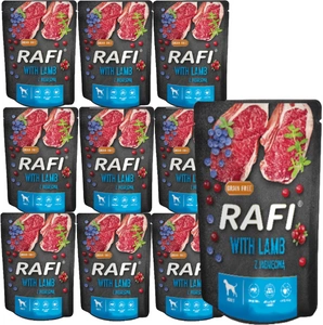 Rafi s jehněčím pro psy - kapsička 10 x 300g (černé balení)