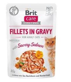 BRIT CARE Cat  Sáčky Filety v omáčce s lahodným lososem 85 g