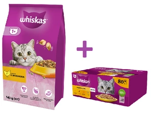 Whiskas Adult kuře 14 kg + WHISKAS Adult sáček 80 x 85 g