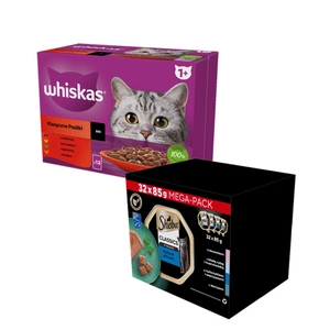 WHISKAS Adult sáčky 12x85g + SHEBA Classics tácky 32x85g Mix chutí