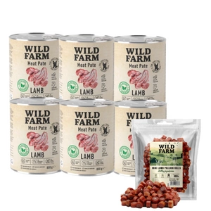 WILD FARM Pate Lamb 6x800g bezlepkové krmivo pro psy + jehněčí rolky 500g