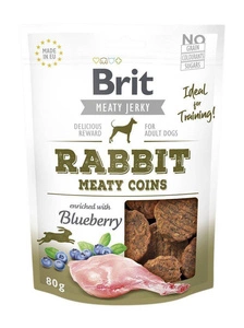 BRIT Jerky Snack Králík Masové mince s borůvkami 80 g