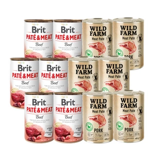 BRIT PATE &amp; MEAT BEEF 6x400g + WILD FARM Pate Pork 6x400g