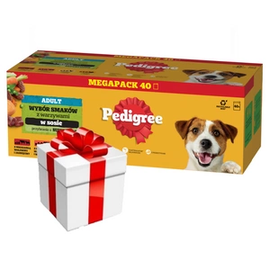 Pedigree Adult šťáva hovězí kuře krůta jehně 40 x 100 g + Překvapení pro psa