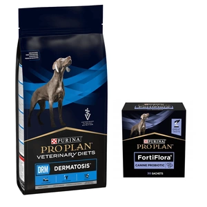 PURINA Dermatosis 12kg + PURINA PVD FortiFlora Dog 30 x 1g
