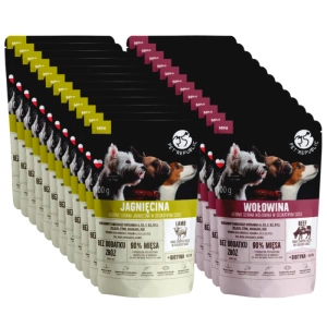 PetRepublic jemně nasekané kousky v jemné omáčce – jehněčí, hovězí 24x100g pro psy