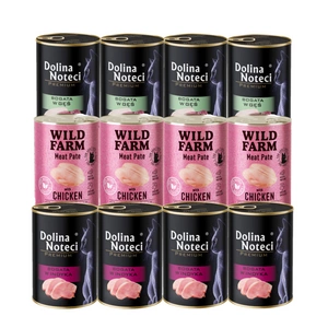 Dolina Noteci Premium + WILD FARM Pate Mix příchutí pro kočky 12x400g