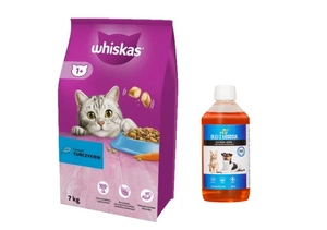 Whiskas 1+ s tuňákem 7kg + LAB V Lososový olej 500ml