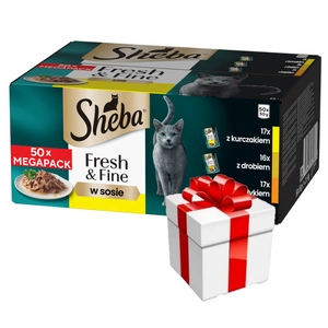 Sheba Fresh & Fine drůbeží výběr ve šťávě pro dospělé kočky 50x50 g + Překvapení pro kočku