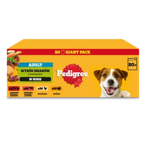 PEDIGREE® Adult Mokré krmivo pro dospělé psy, Výběr chutí v omáčce, 80 x 100 g