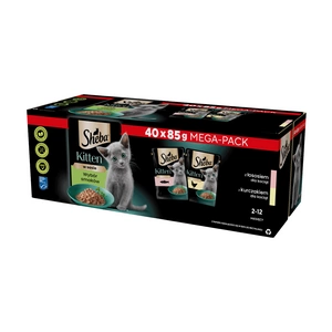 SHEBA Kitten flavour packet 40x85 g - kompletní vlhké krmivo pro koťata v omáčce (řezy s: losos, kuře)