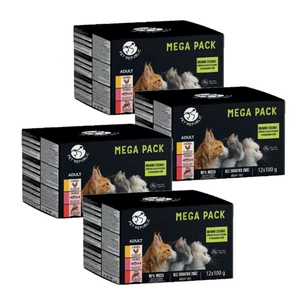 PetRepublic mokré krmivo pro kočky v jemné omáčce MIX 3 příchutě 48x100g