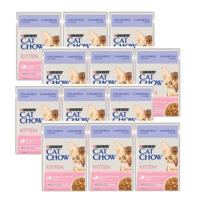 CAT CHOW Krmivo pro koťata s jehněčím masem a cuketou v omáčce 12x85g