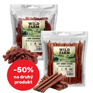 WILD FARM jehněčí klobásky 500g + WILD FARM králičí tyčinky 500g