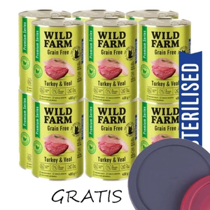WILD FARM Premium Grain Free Turkey and Teleal 12x400g - krmivo bez obilovin pro sterilizované kočky