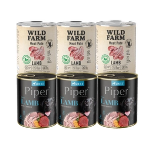 WILD FARM Pate Lamb 3x800g bezlepkové krmivo pro psy + DOLINA NOTECI Piper pro psy jehněčí s mrkví 3x800g