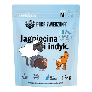 Paka Zwierzaka - Suché krmivo pro kočky jehněčí a krůtí ''M'' 1,6kg