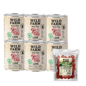 WILD FARM Pate Lamb 6x800g bezlepkové krmivo pro psy + Měkké jehněčí kostky 500g