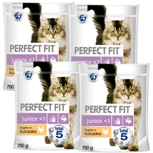 PERFECT FIT (Junior) 4x750g Bohaté na kuřecí - suché krmivo pro kočky
