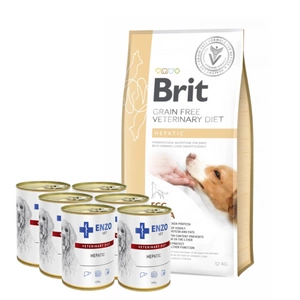 Brit gf veterinary diets dog Hepatic 12 kg + ENZO VET Hepatic 6 x 400 g