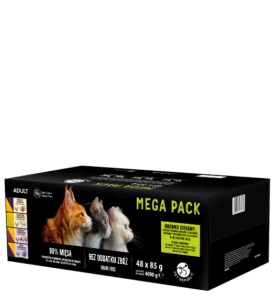 PetRepublic mokré krmivo pro kočky v jemné omáčce MIX masové příchutě 48x85g