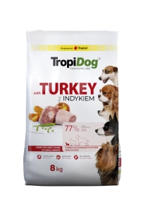 TROPIDOG Premium Adult Small Breeds s krůtím masem a rýží 8kg