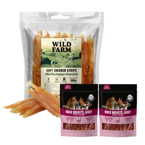 PetRepublic pamlsek z kachních prsou pro psy 500 g + WILD FARM měkké kuřecí proužky 500 g