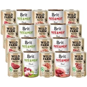 BRIT PATE & MEAT + WILD FARM Pate Mix příchutí 20x400g