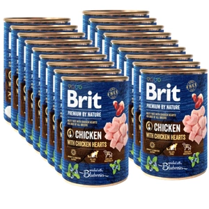 Brit Premium by Nature Kuře s kuřecími srdíčky 18x400g