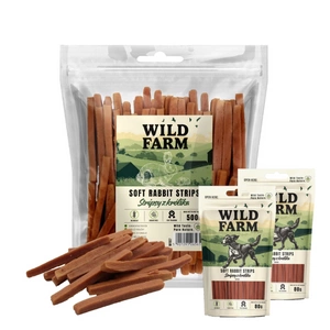 WILD FARM Rabbit Strips 500g pamlsky pro psy + WILD FARM králičí proužky 2x80g