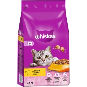 WHISKAS Adult 3,8 kg - suché krmivo pro dospělé kočky, s lahodným kuřecím masem
