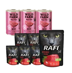 Dolina Noteci Rafi Cat Adult s hovězím masem 10x300g + WILD FARM Pate with Beef 3x400g
