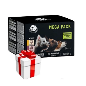 Pet Republic mokré krmivo pro psy malých plemen v jemné omáčce MIX 3 příchutě 12x100g + překvapení pro psa ZDARMA