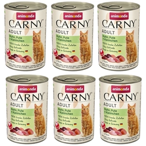 ANIMONDA Cat Carny Adult příchuť: kuřecí, krůtí, králičí 6x400g
