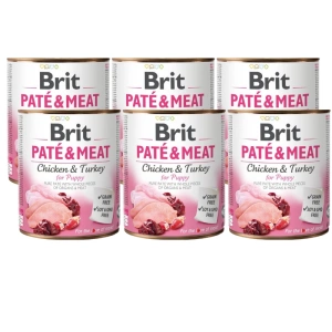 BRIT PATÉ &amp; MEAT KUŘE A KRŮTA PRO ŠTĚŇATA 6x800g