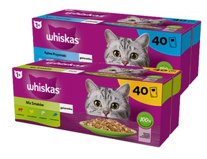 WHISKAS Adult sáčky 40 x 85 g Fishy Treats + Whiskas výběrové menu v želé 40 x 85 g