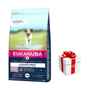 EUKANUBA Puppy&Junior Small/Medium Grain Free 3kg  + Překvapení pro psa