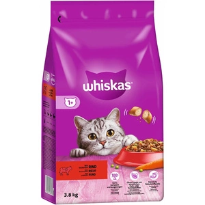 WHISKAS Adult 3,8 kg - suché kompletní krmivo pro dospělé kočky, s lahodným hovězím masem