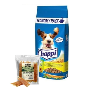 CHAPPI 13,5 kg - suché krmivo pro psy s drůbeží a zeleninou + WILD FARM měkké kuřecí proužky 500g
