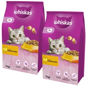 WHISKAS Adult 2x7 kg - suché krmivo pro dospělé kočky s lahodným kuřecím masem