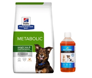 Hill’s Prescription Diet Metabolic Weight loss & Maintenance Lamb & Rice 12kg + LAB V Lososový olej pro psy a kočky 500ml
